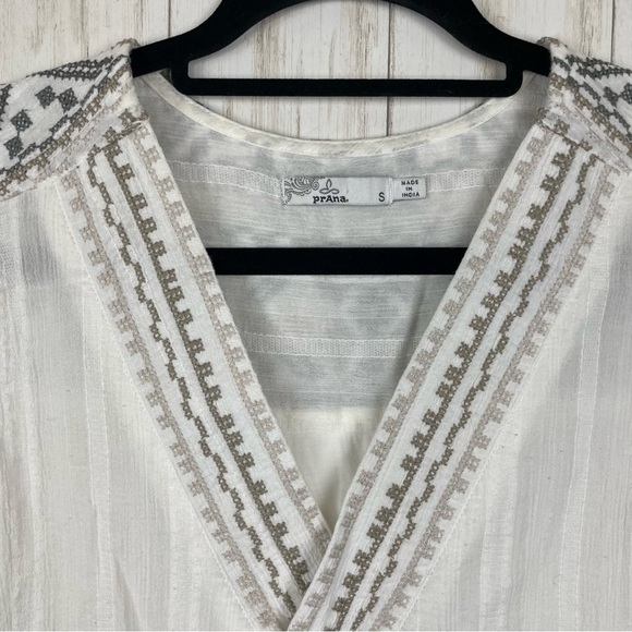 Prana white embroidered linen blend tank Small - Picture 2 of 5